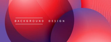 Gölgeli gradyan daireler. Vektör tekno soyut arka plan. Modern üstüste bindirme formları duvar kağıdı arkaplanı, tasarım şablonu