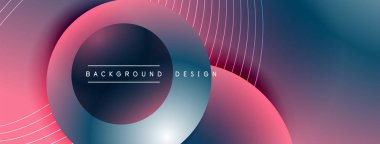 Gölgeli gradyan daireler. Vektör tekno soyut arka plan. Modern üstüste bindirme formları duvar kağıdı arkaplanı, tasarım şablonu