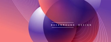 Gölgeli gradyan daireler. Vektör tekno soyut arka plan. Modern üstüste bindirme formları duvar kağıdı arkaplanı, tasarım şablonu