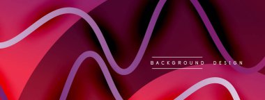 Gölge efektli dalga çizgisi olan soyut gradyan arkaplan. Geometrik bileşim. 3B gölge efektleri ve sıvı eğimleri