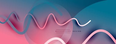Gölge efektli dalga çizgisi olan soyut gradyan arkaplan. Geometrik bileşim. 3B gölge efektleri ve sıvı eğimleri