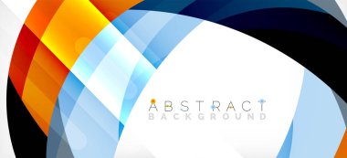 Geometrik soyut arkaplan. Üst üste binen renk şekilleriyle çember oluşturuldu. Duvar Kağıdı, Sancak, Arkaplan, İniş Sayfası için Vektör İllüstrasyonu