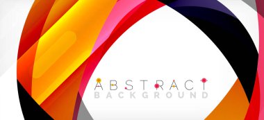 Geometrik soyut arkaplan. Üst üste binen renk şekilleriyle çember oluşturuldu. Duvar Kağıdı, Sancak, Arkaplan, İniş Sayfası için Vektör İllüstrasyonu