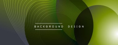 Gölgeli gradyan daireler. Vektör tekno soyut arka plan. Modern üstüste bindirme formları duvar kağıdı arkaplanı, tasarım şablonu