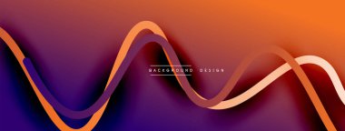 Gölge efektli dalga çizgisi olan soyut gradyan arkaplan. Geometrik bileşim. 3B gölge efektleri ve sıvı eğimleri