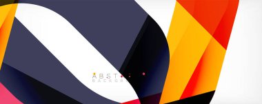 Geometrik soyut arkaplan - beyaz üzerine çok renkli soyut şekiller. Duvar Kağıdı, Sancak, Arkaplan, İniş Sayfası için Vektör İllüstrasyonu