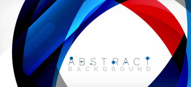 Geometrik soyut arkaplan. Üst üste binen renk şekilleriyle çember oluşturuldu. Duvar Kağıdı, Sancak, Arkaplan, İniş Sayfası için Vektör İllüstrasyonu