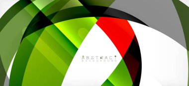 Geometrik soyut arkaplan. Üst üste binen renk şekilleriyle çember oluşturuldu. Duvar Kağıdı, Sancak, Arkaplan, İniş Sayfası için Vektör İllüstrasyonu