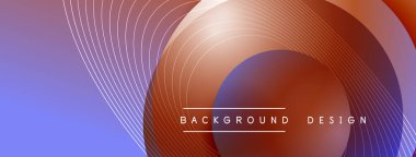 Gölgeli gradyan daireler. Vektör tekno soyut arka plan. Modern üstüste bindirme formları duvar kağıdı arkaplanı, tasarım şablonu