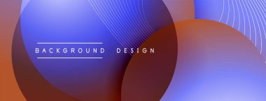 Gölgeli gradyan daireler. Vektör tekno soyut arka plan. Modern üstüste bindirme formları duvar kağıdı arkaplanı, tasarım şablonu