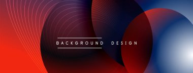 Gölgeli gradyan daireler. Vektör tekno soyut arka plan. Modern üstüste bindirme formları duvar kağıdı arkaplanı, tasarım şablonu