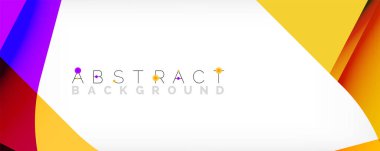 Asgari soyut arkaplan - beyaz üzerine gölge çizgileri ile örtüşen renk şekilleri. Duvar Kağıdı, Sancak, Arkaplan, İniş Sayfası için Vektör İllüstrasyonu