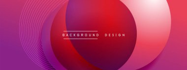 Gölgeli gradyan daireler. Vektör tekno soyut arka plan. Modern üstüste bindirme formları duvar kağıdı arkaplanı, tasarım şablonu