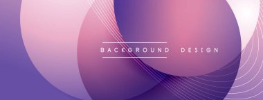 Gölgeli gradyan daireler. Vektör tekno soyut arka plan. Modern üstüste bindirme formları duvar kağıdı arkaplanı, tasarım şablonu