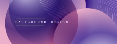 Gölgeli gradyan daireler. Vektör tekno soyut arka plan. Modern üstüste bindirme formları duvar kağıdı arkaplanı, tasarım şablonu