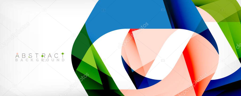 Geometric abstract background - multicolored abstract shapes on white. Vector Illustration For Wallpaper, Banner, Background, Landing Page