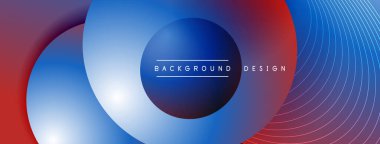 Gölgeli gradyan daireler. Vektör tekno soyut arka plan. Modern üstüste bindirme formları duvar kağıdı arkaplanı, tasarım şablonu