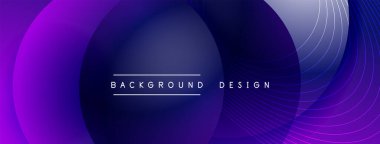 Gölgeli gradyan daireler. Vektör tekno soyut arka plan. Modern üstüste bindirme formları duvar kağıdı arkaplanı, tasarım şablonu