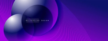 Gölgeli gradyan daireler. Vektör tekno soyut arka plan. Modern üstüste bindirme formları duvar kağıdı arkaplanı, tasarım şablonu