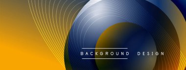 Gölgeli gradyan daireler. Vektör tekno soyut arka plan. Modern üstüste bindirme formları duvar kağıdı arkaplanı, tasarım şablonu