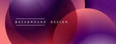 Gölgeli gradyan daireler. Vektör tekno soyut arka plan. Modern üstüste bindirme formları duvar kağıdı arkaplanı, tasarım şablonu