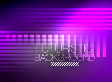 Parlak neon rengi tekno soyut arkaplan, koyu arkaplanda parlak neon çizgiler