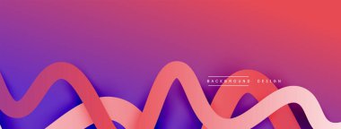 Gölge efektli dalga çizgisi olan soyut gradyan arkaplan. Geometrik bileşim. 3B gölge efektleri ve sıvı eğimleri