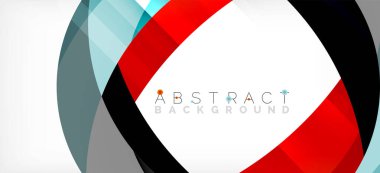 Geometrik soyut arkaplan. Üst üste binen renk şekilleriyle çember oluşturuldu. Duvar Kağıdı, Sancak, Arkaplan, İniş Sayfası için Vektör İllüstrasyonu