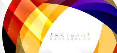 Geometrik soyut arkaplan. Üst üste binen renk şekilleriyle çember oluşturuldu. Duvar Kağıdı, Sancak, Arkaplan, İniş Sayfası için Vektör İllüstrasyonu