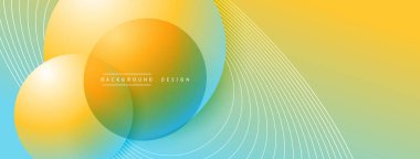 Gölgeli gradyan daireler. Vektör tekno soyut arka plan. Modern üstüste bindirme formları duvar kağıdı arkaplanı, tasarım şablonu