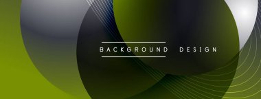 Gölgeli gradyan daireler. Vektör tekno soyut arka plan. Modern üstüste bindirme formları duvar kağıdı arkaplanı, tasarım şablonu