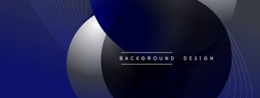 Gölgeli gradyan daireler. Vektör tekno soyut arka plan. Modern üstüste bindirme formları duvar kağıdı arkaplanı, tasarım şablonu