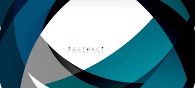 Geometrik soyut arkaplan. Üst üste binen renk şekilleriyle çember oluşturuldu. Duvar Kağıdı, Sancak, Arkaplan, İniş Sayfası için Vektör İllüstrasyonu