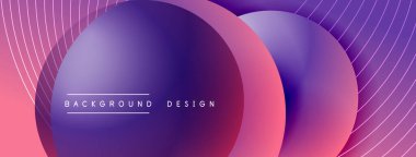 Gölgeli gradyan daireler. Vektör tekno soyut arka plan. Modern üstüste bindirme formları duvar kağıdı arkaplanı, tasarım şablonu