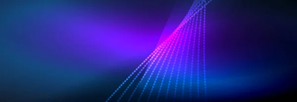 Neonově zářící barevné pozadí se světlými částicemi vlnové linie. Pozadí tapety, šablony designu pro obchodní nebo technologické prezentace, internetové plakáty nebo obaly webových brožur — Stockový vektor