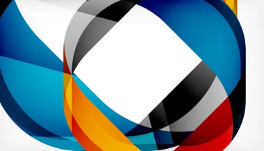 Üst üste binen dalgalarla soyut kare şekil, minimum geometrik arkaplan. Duvar Kağıdı, Sancak, Arkaplan, İniş Sayfası için Vektör İllüstrasyonu