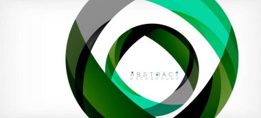 Geometrik soyut arkaplan. Üst üste binen renk şekilleriyle çember oluşturuldu. Duvar Kağıdı, Sancak, Arkaplan, İniş Sayfası için Vektör İllüstrasyonu