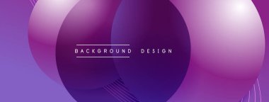 Gölgeli gradyan daireler. Vektör tekno soyut arka plan. Modern üstüste bindirme formları duvar kağıdı arkaplanı, tasarım şablonu