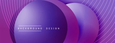 Gölgeli gradyan daireler. Vektör tekno soyut arka plan. Modern üstüste bindirme formları duvar kağıdı arkaplanı, tasarım şablonu