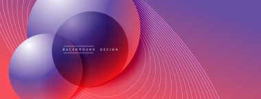 Gölgeli gradyan daireler. Vektör tekno soyut arka plan. Modern üstüste bindirme formları duvar kağıdı arkaplanı, tasarım şablonu