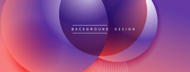 Gölgeli gradyan daireler. Vektör tekno soyut arka plan. Modern üstüste bindirme formları duvar kağıdı arkaplanı, tasarım şablonu