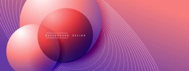 Gölgeli gradyan daireler. Vektör tekno soyut arka plan. Modern üstüste bindirme formları duvar kağıdı arkaplanı, tasarım şablonu