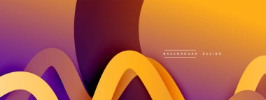 Gölge efektli dalga çizgisi olan soyut gradyan arkaplan. Geometrik bileşim. 3B gölge efektleri ve sıvı eğimleri