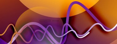 Gölge efektli dalga çizgisi olan soyut gradyan arkaplan. Geometrik bileşim. 3B gölge efektleri ve sıvı eğimleri