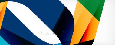 Geometrik soyut arkaplan - beyaz üzerine çok renkli soyut şekiller. Duvar Kağıdı, Sancak, Arkaplan, İniş Sayfası için Vektör İllüstrasyonu