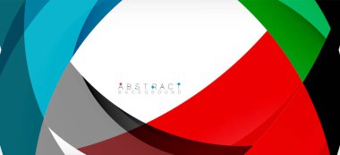 Geometrik soyut arkaplan. Üst üste binen renk şekilleriyle çember oluşturuldu. Duvar Kağıdı, Sancak, Arkaplan, İniş Sayfası için Vektör İllüstrasyonu