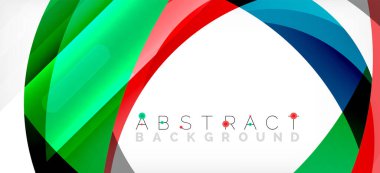 Geometrik soyut arkaplan. Üst üste binen renk şekilleriyle çember oluşturuldu. Duvar Kağıdı, Sancak, Arkaplan, İniş Sayfası için Vektör İllüstrasyonu