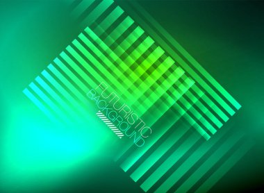 Parlak neon rengi tekno soyut arkaplan, koyu arkaplanda parlak neon çizgiler