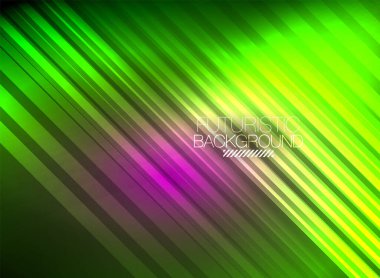 Parlak neon rengi tekno soyut arkaplan, koyu arkaplanda parlak neon çizgiler