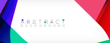 Asgari soyut arkaplan - beyaz üzerine gölge çizgileri ile örtüşen renk şekilleri. Duvar Kağıdı, Sancak, Arkaplan, İniş Sayfası için Vektör İllüstrasyonu